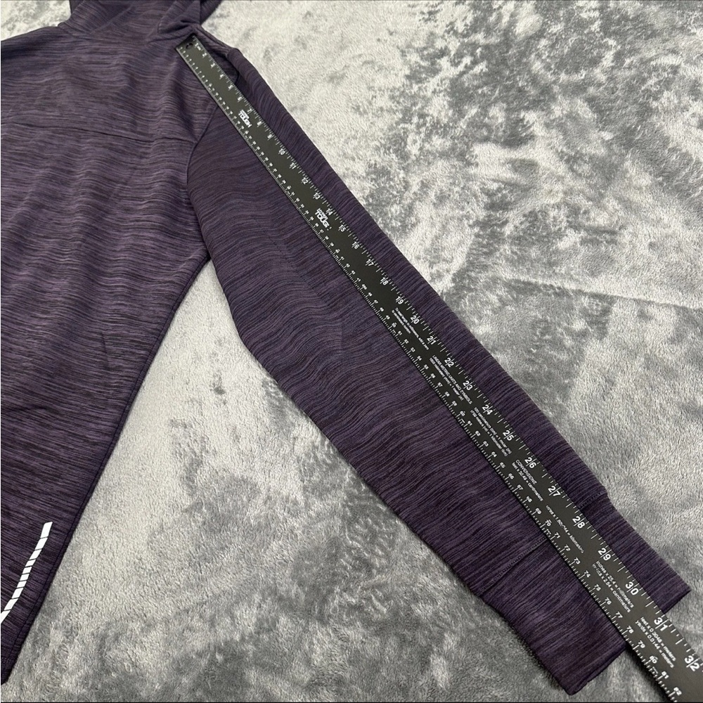 L.L. Bean Women's L REG Heathered Plum Zip Hoodie Thumb Holes Primaloft Fleece - Picture 7 of 13